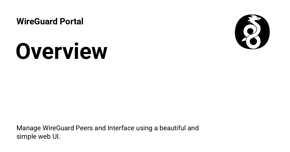 Overview WireGuard Portal Overview wireguard portal